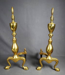 Pair of Vintage Solid Brass Fireplace Andirons- 21: Pair of Vintage Brass Fireplace Andirons- 21" tall. Good Condition.