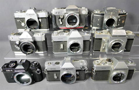 Lot of Vintage Film Cameras- Petri, Canon, Mamiya: Lot of Vintage Film Cameras- Petri, Canon, Mamiya, Chinon, etc.. All- bodies only, no lenses. All untesed, as found