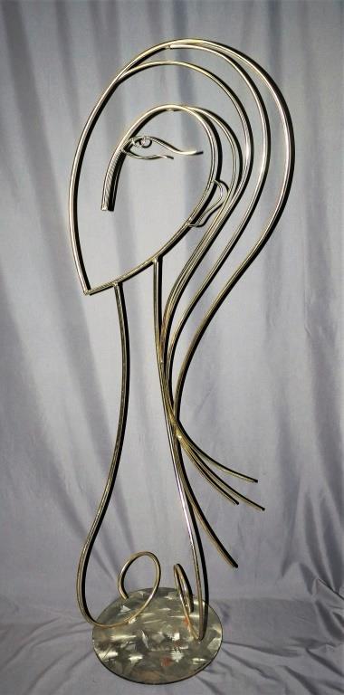 Curtis Jere Female Face-Silhouette Sculpture: Curtis Jere (1910-2008, American). Female Face- Silhouette Floor Sculpture. Brass and Steel. Signed and dated 1998 at the base. Measures 50" tall. Condition: Good