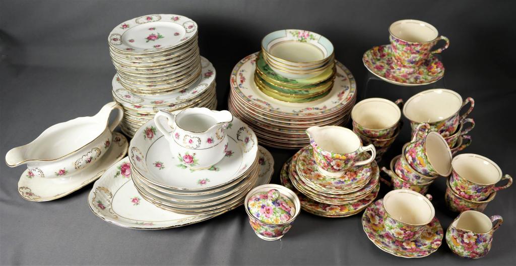 Antique China Dinner Sets- Schumann Bavaria, J &G: Antique Partial China Dinner Sets including J & G Meakin, England; Schumann, Bavaria; H&C, France. All are in good overall condition showing some age related wear, few might have unnoticed chips