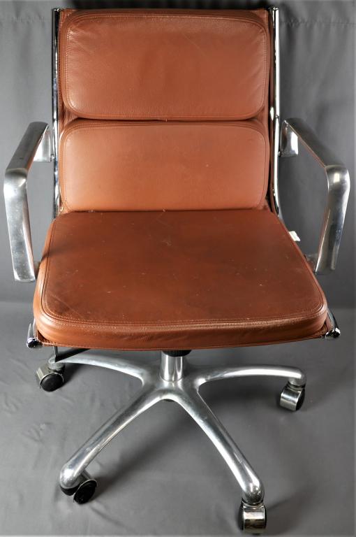 Retro Office Chair Light Collection by Luxi: 1970's Office Chair Light Collection by Luxi - Brown Leather. Good condition with some age related wear.