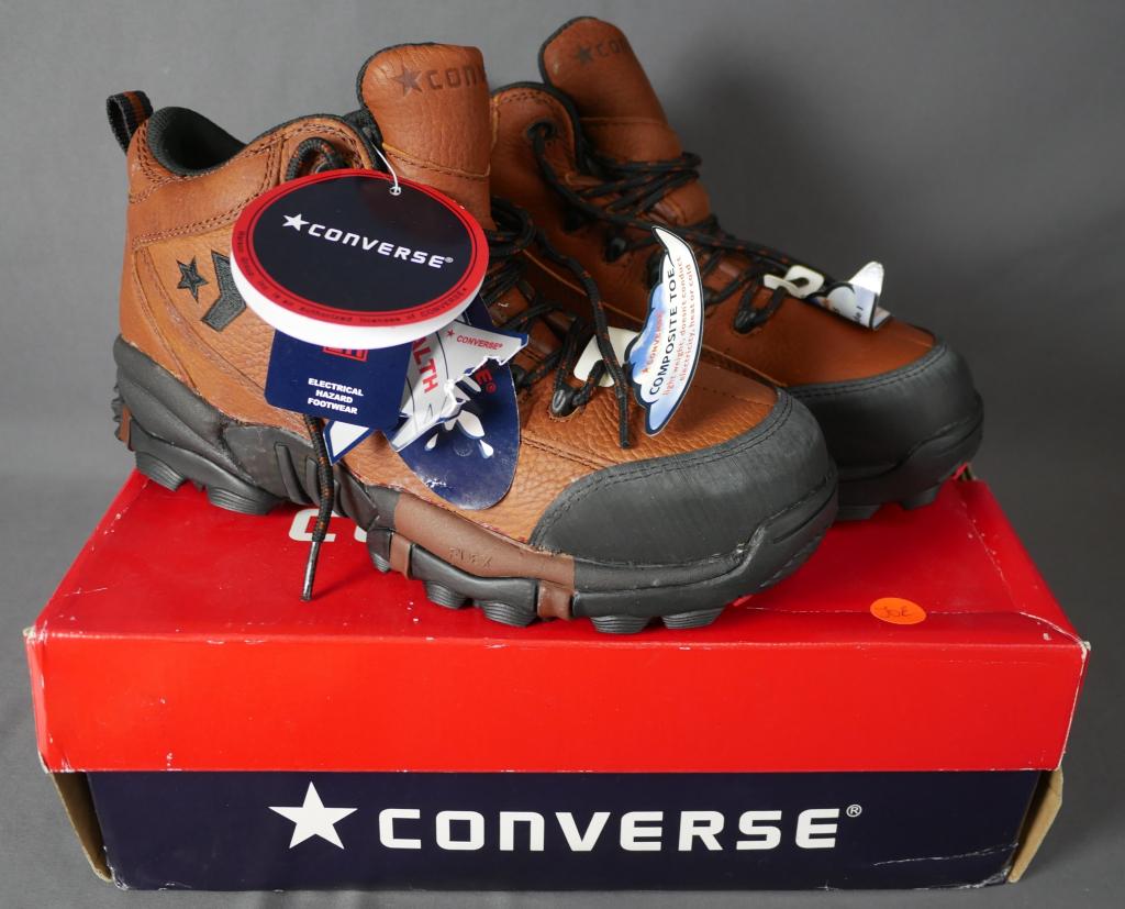 Converse Athletic Brown Leather Hiker Boots: Converse Moc Toe Athletic Brown Leather Waterproof Hiker Boots. Size- 8 1/2. New in original box.