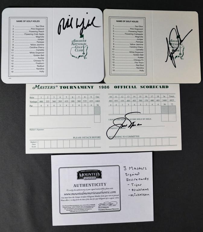 Tiger Woods, Mickelson & Nicklaus Signed Scorecard (1 of 6)