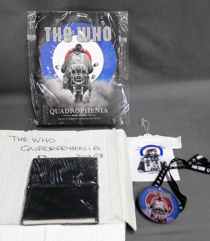 The Who Quadrophenia 2012/13 Tour Promo Kit: The Who Quadrophenia 2012/13 Tour Promo Kit- Tour Programm, Tour Journal. Mini T-Shirt and VIP Pass. Good mint condition in original box.