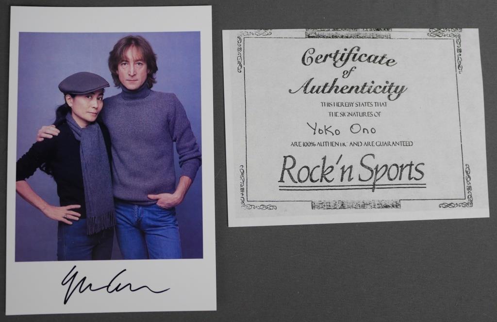 Yoko Ono Signed Photograph with John Lennon (1 of 2)