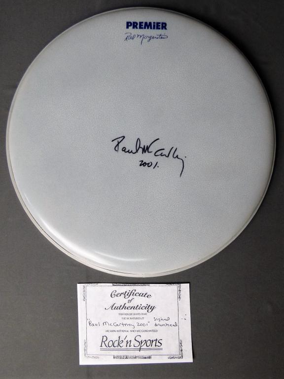 Paul McCartney  Signed Autographed Drumhead (1 of 3)