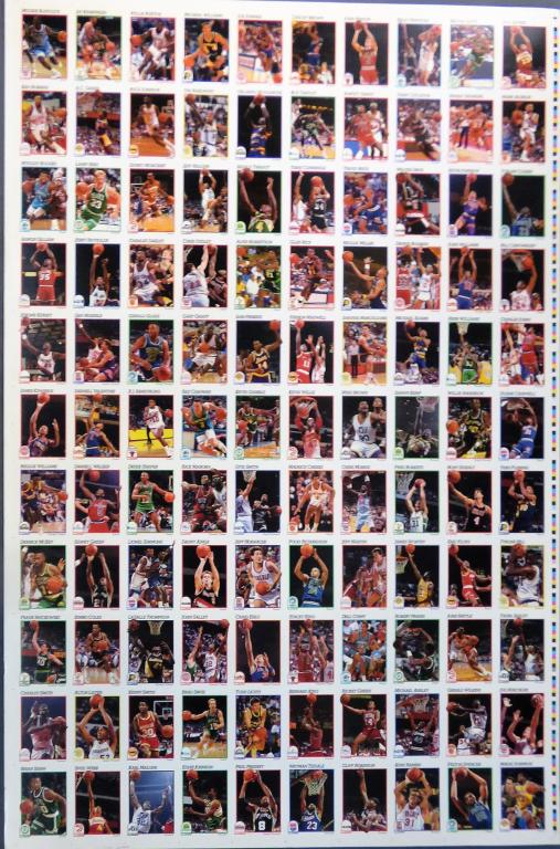1991 NBA Hoops Basketball Cards Uncut Sheet- Magic: 1991 NBA Basketball Cards Uncut Sheet. Good Conition.