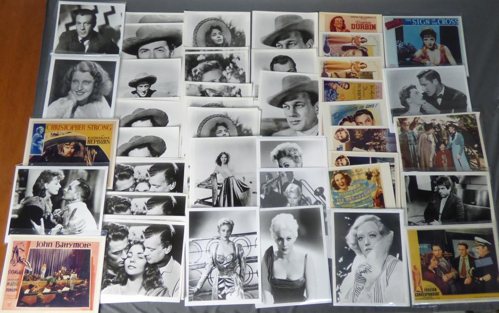 Vintage Cinema/ Movie Actor Photos & Lobby Cards: Large Group of Vintage Cinema/ Movie Actor Photos & Lobby Promo Cards. These all are reprints, not originals. Good Condition.