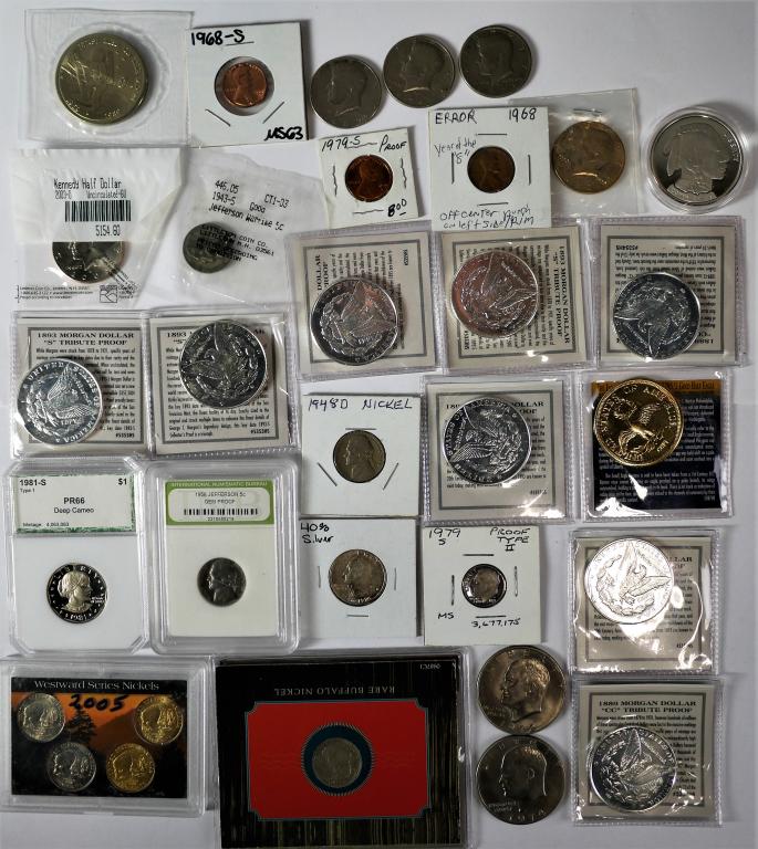 Group of US Coins- Dollars, Halves, Errors, Silver (1 of 7)
