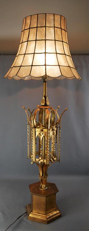 Antique Early Frederick Cooper Art Deco Table Lamp: Antique Early Frederick Cooper Art Deco Table Lamp with Slag Glass Shade. Measures 40' tall with 16" dia shade. Good Condition.
