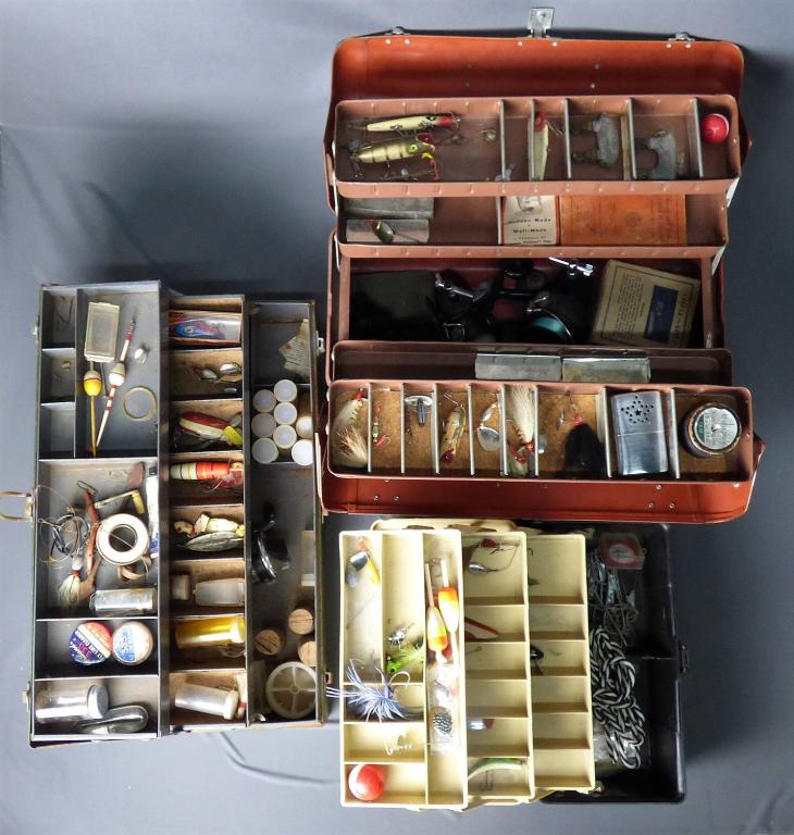 3 Vintage Fishing Fishermens Tackle Boxes (1 of 20)