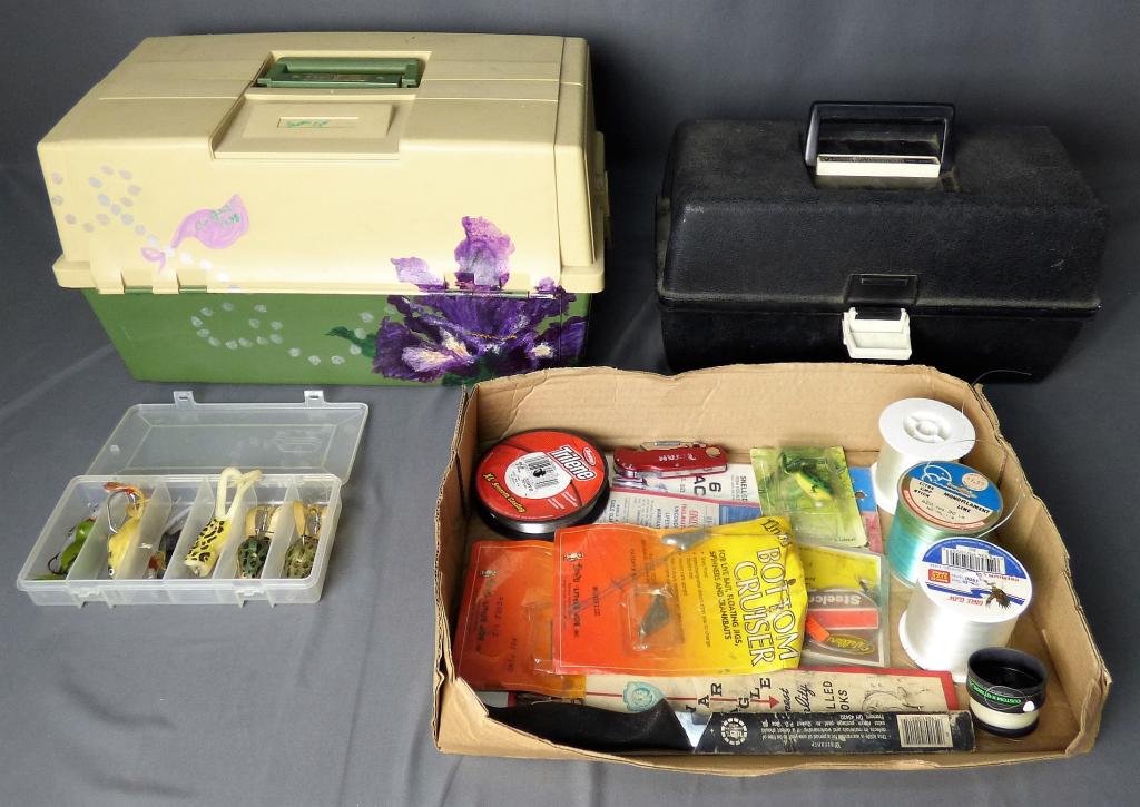 Fishing Lures, Tackle Boxes and some supplies: Fishing Lures, Tackle Boxes and some supplies. Used.