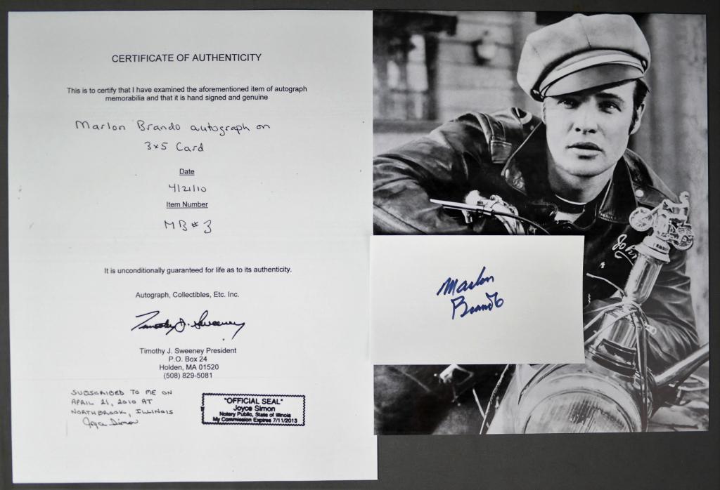 Marlon Brando Signature/ Autograph with COA (1 of 3)