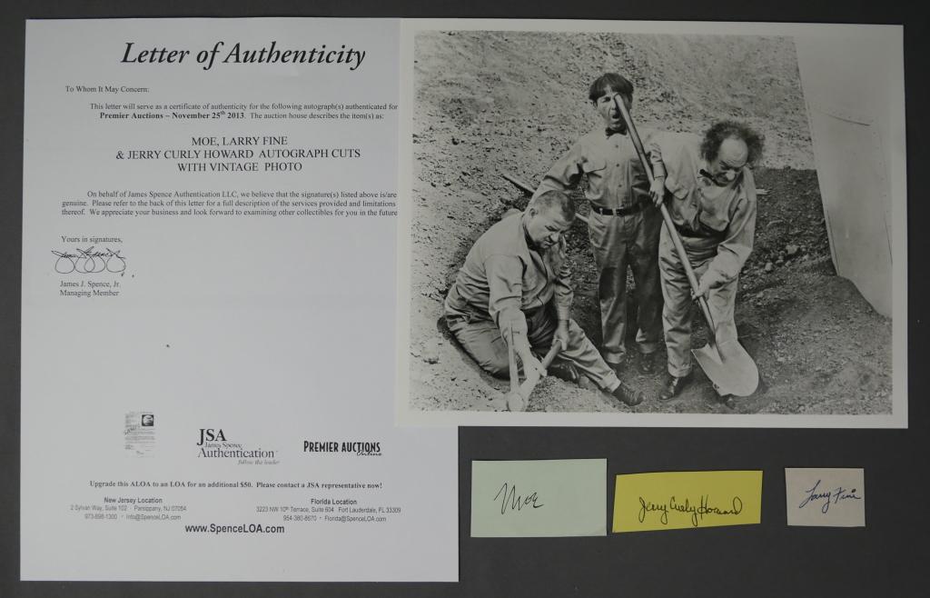 Three Stooges- Set of 3 Autographs/ Signatures (1 of 5)