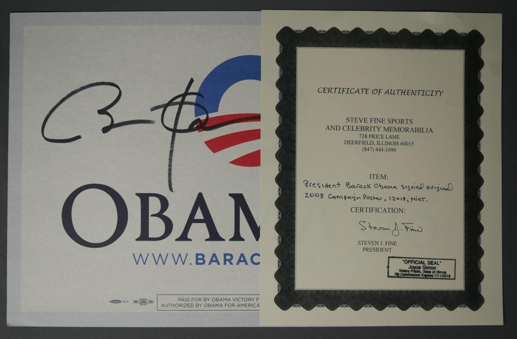 President Barack Obama Signed 2008 Campaign Poster (1 of 4)
