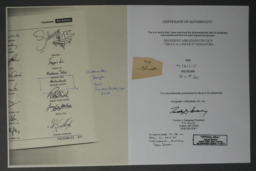 President Abraham Lincoln Signature/ Autograph (1 of 2)