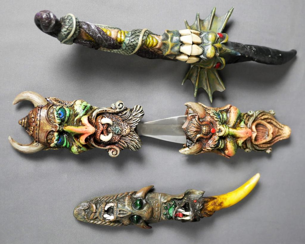 3 Fantasy Ornate Figural Daggers/ Knives (1 of 18)