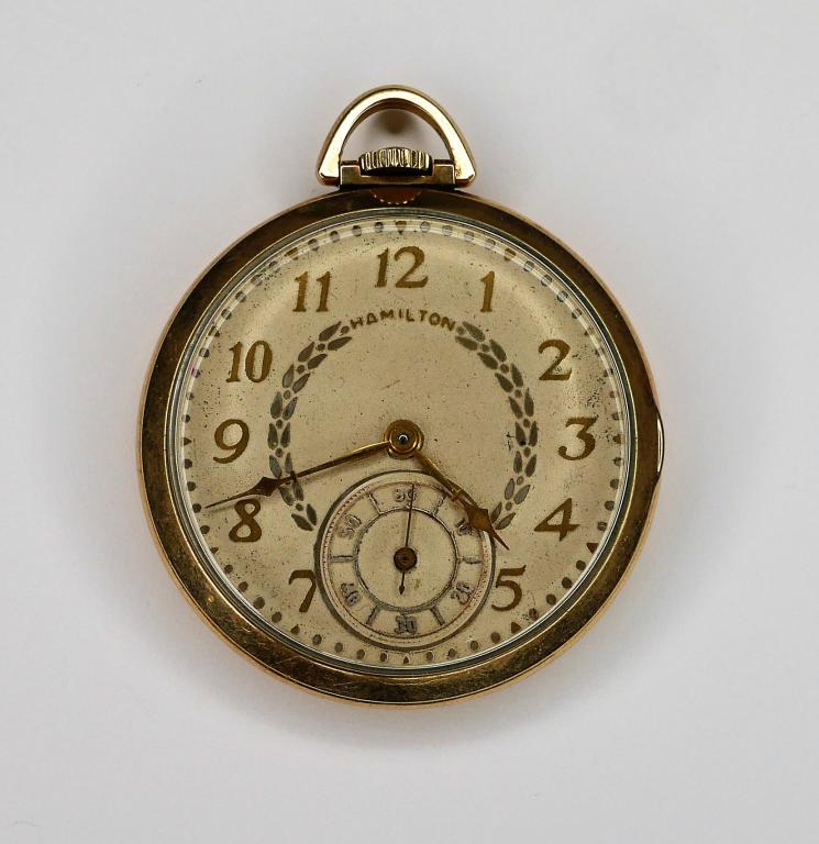 Antique Hamilton 10k GF 19 Jewels Pocket Watch (1 of 5)