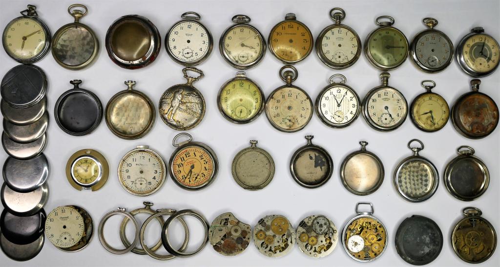 Antique & Vintage Pocket Watches, Movements & Part: Antique & Vintage Pocket Watches, Movements & Parts. All are in as found condition, for repair or parts.