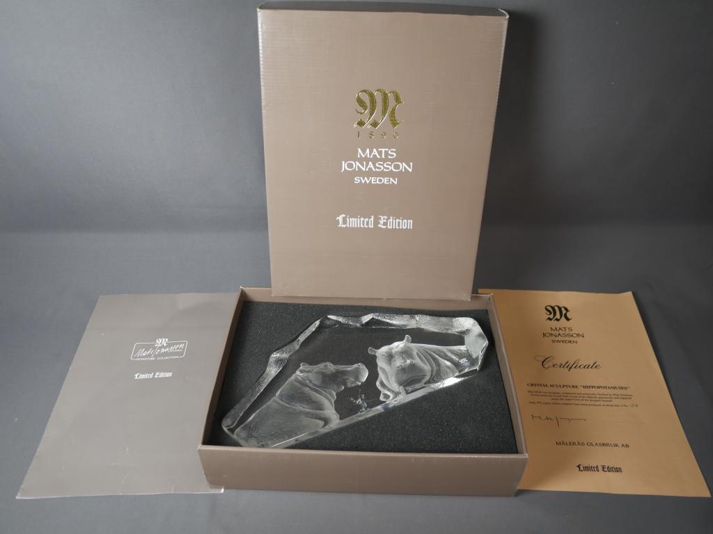 Mats Jonasson Hippos LE Large Crystal Sculpture (1 of 8)