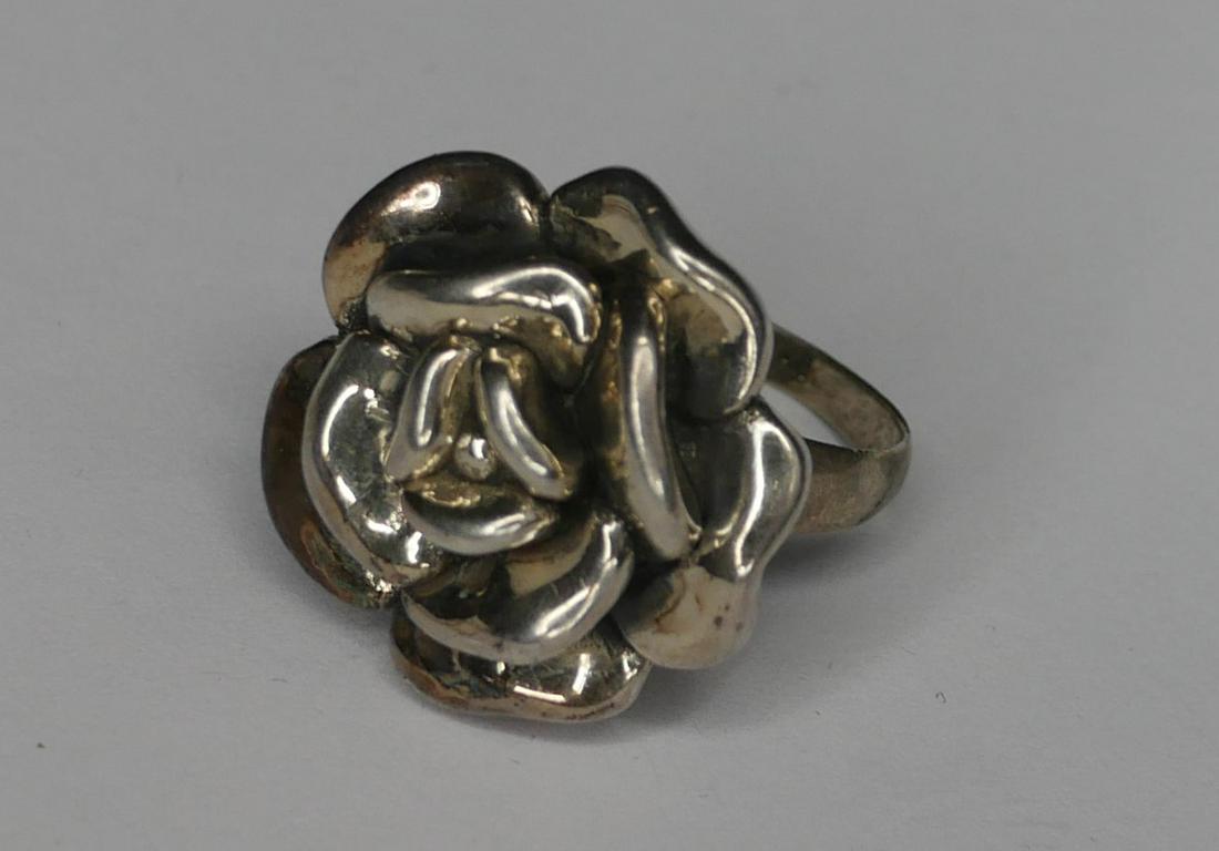 Figural Sterling Silver Ring- Rose Flower (1 of 4)