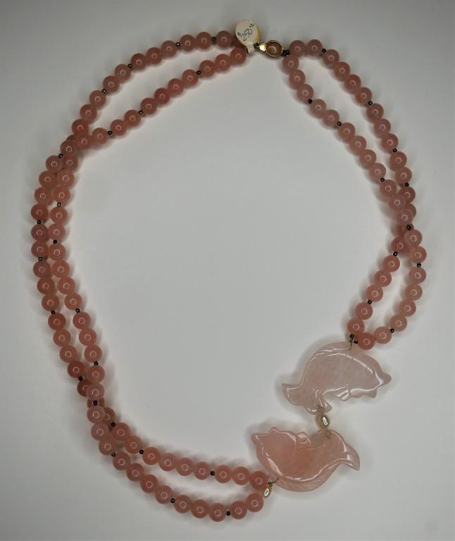 Large Vintage Rose Quartz Carved Beads Necklace (1 of 5)