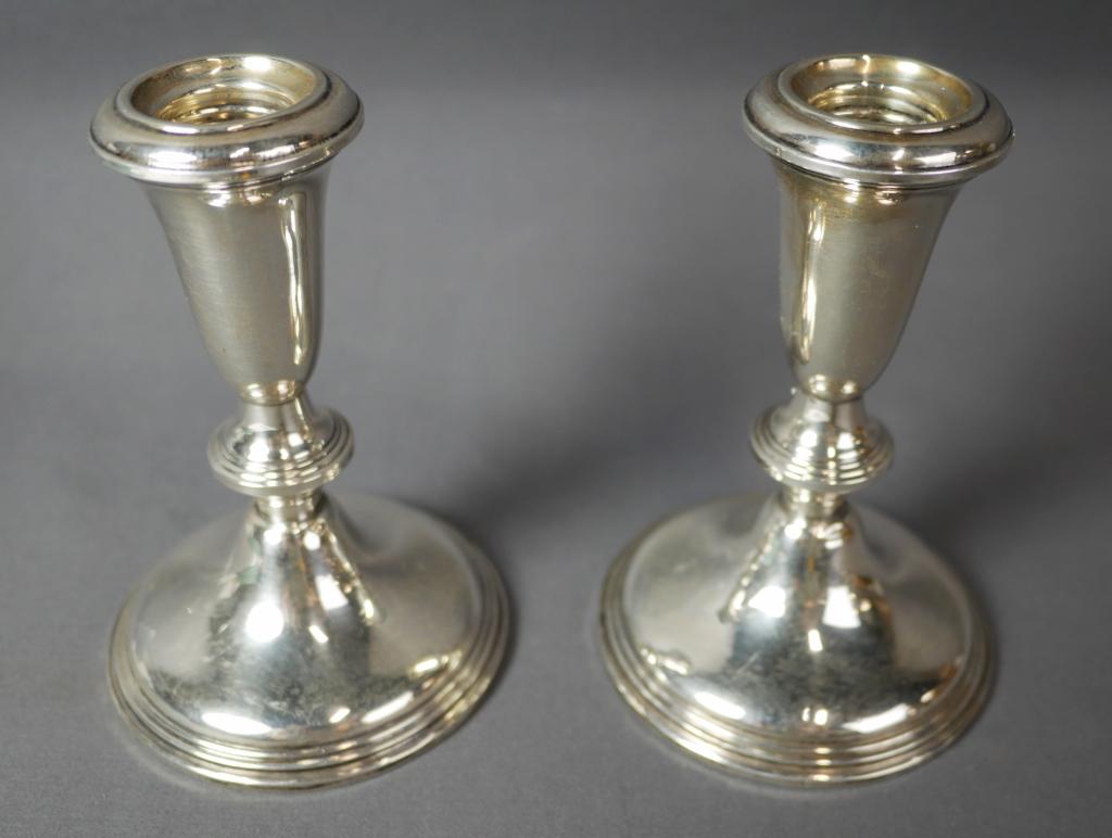 Pair of Empire Sterling Silver Candlesticks (1 of 3)