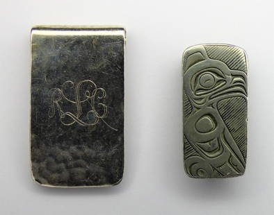 Two Vintage Sterling Silver Money Clips: Two Vintage Sterling Silver Money Clips- one is by Old Newbury Crafters. Good Condition.