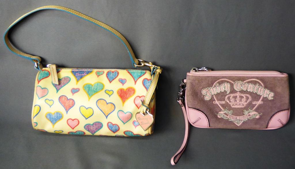 Dooney & Bourke Designer Purse & Juicy Wristlet: Dooney & Bourke Designer Purse & Juicy Wristlet. Good Condition. Esquis Auction does not have specialists on designer purses and handbags and we can not guarantee authenticity of these items. Please,