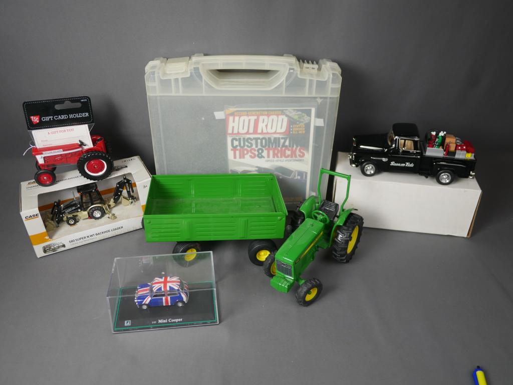 Tractor Die-Cast Models & Snap-on Tools Pickup: Tractor Die-Cast Models, Mini Cooper Die-Cast, Racing Car Kit & Snap-on Tools Pickup Truck.