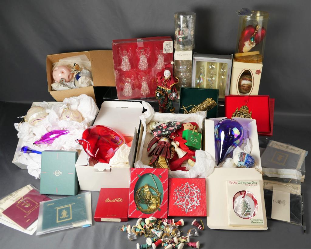 Group of Vintage Christmas Ornaments- Lenox, Spode: Group of Vintage Christmas Ornaments including Lenox, Spode, Silvestri, etc...