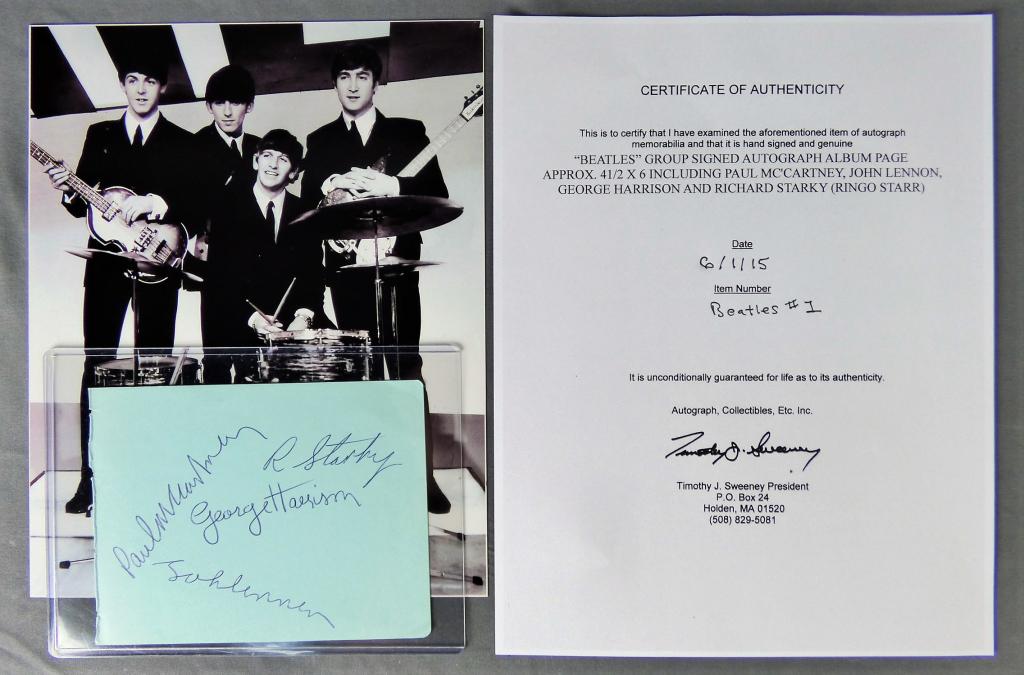 Beatles Group Signed Autograph Album Page (1 of 3)