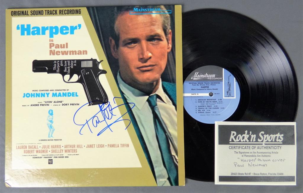 Harper Full Size Album Cover Signed by Paul Newman: Harper Full Size Album Cover with album Signed/ Autographed by Paul Newman. Comes with Certificate of Authenticity. Condition: Good. We truly believe that this item is authentic, but Esquis Auctions d