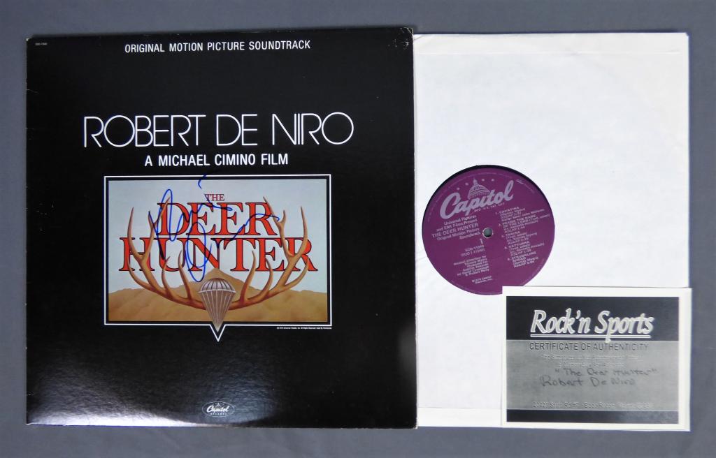 Robert De Niro Signed "Deer Hunter"Full Size Album: Robert De Niro Signed/ Autographed "The Deer Hunter" Full Size Album Cover with Album. Comes with Certificate of Authenticity. Condition: Good. We truly believe that this item is authentic, but Esquis
