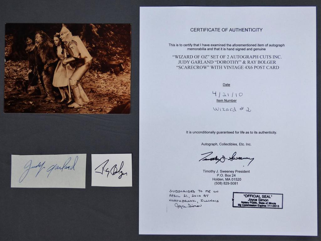 "Wizard of Oz" Judy Garland & Ray Bolger Autograph (1 of 6)