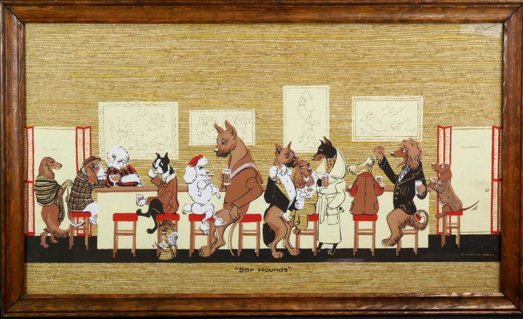 Constance Depler Bar Hounds Lithograph Print: Constance Depler Bar Hounds Lithograph Print . Measures 18" x 30 1/2" framed. Good Condition.