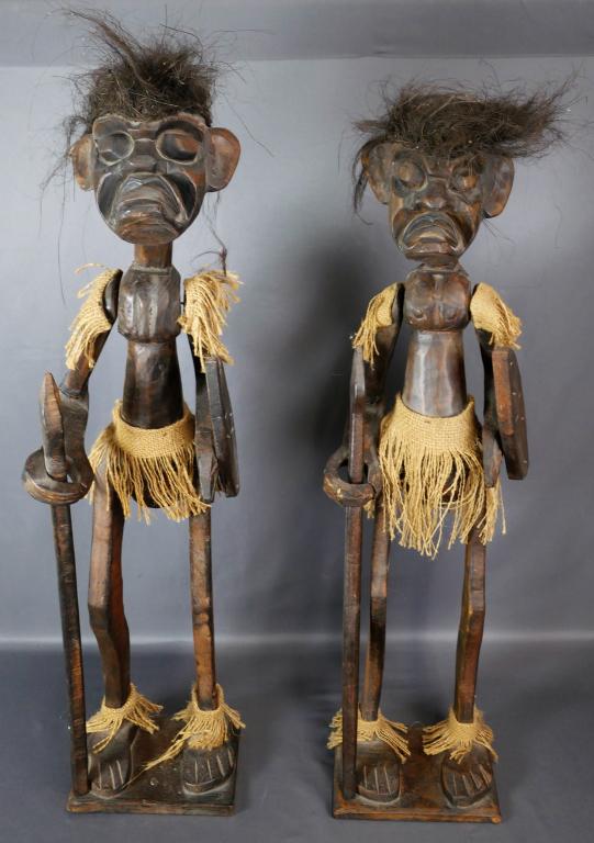 Pair of  Aboriginal Warrior Wood Carved Sculptures (1 of 7)