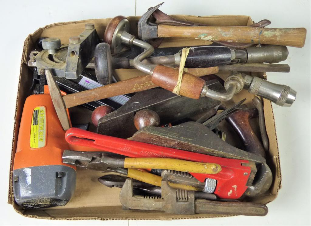 Lot of Vintage Hand Tools- Planes, Drills, Wrenche (1 of 3)