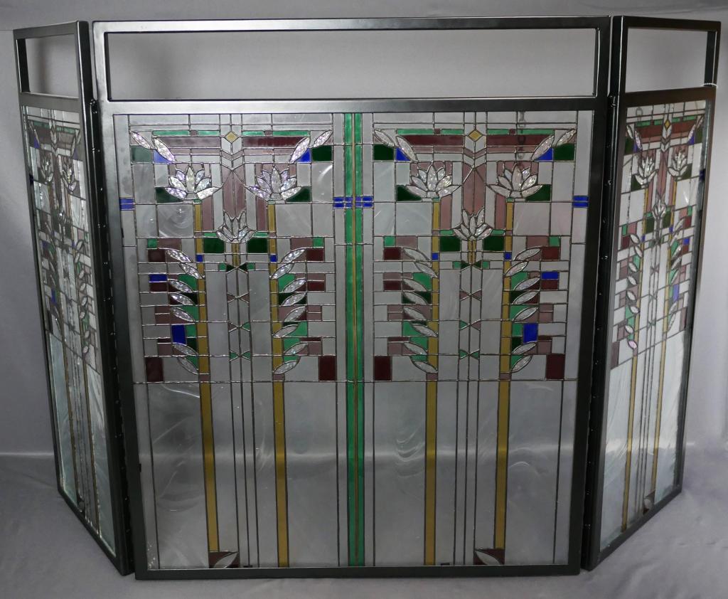 Stained Glass3 Panel  Fireplace Screen (1 of 5)