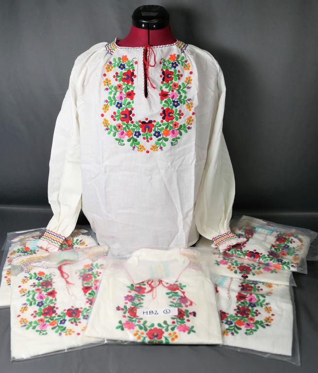 Kalocsa Hungarian Folk Ladies Embroidered Blouses: Lot of 7 Kalocsa Hungarian Folk Ladies Embroidered Blouses. Sizes- Small- Large. All New.