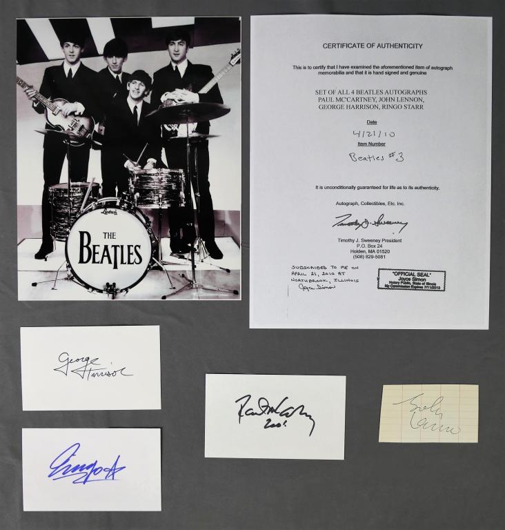 Beatles All Four Signatures/ Autographes (1 of 6)