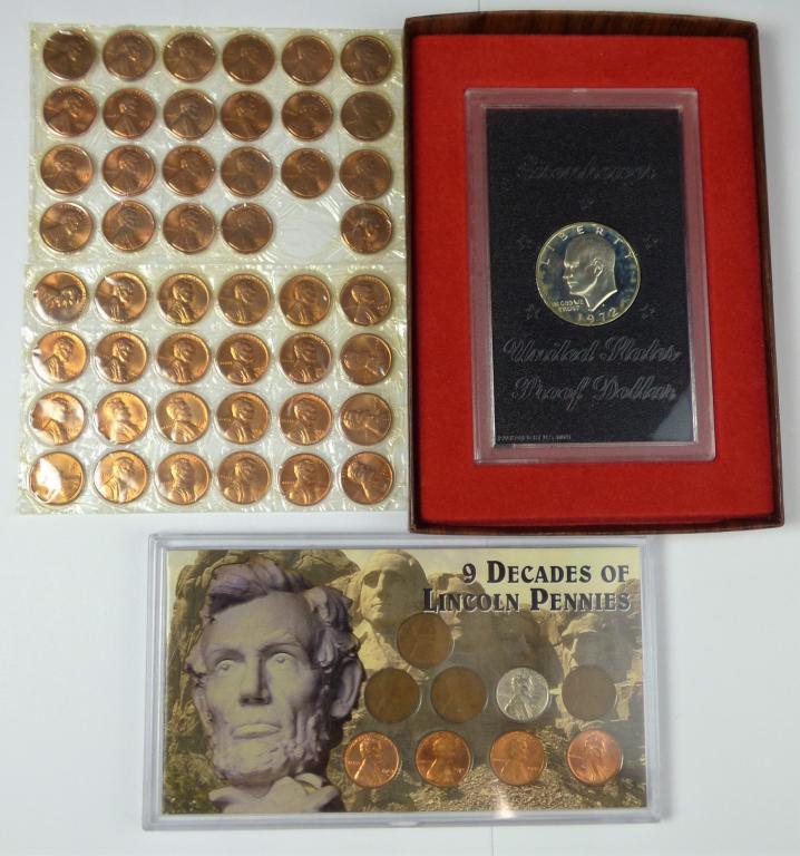 1972 Silver Ike Dollar & One Cent Coin Collection (1 of 8)