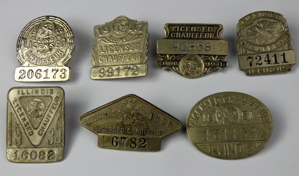Vintage Illinois Licensed Chauffeur/ Driver Badges (1 of 3)