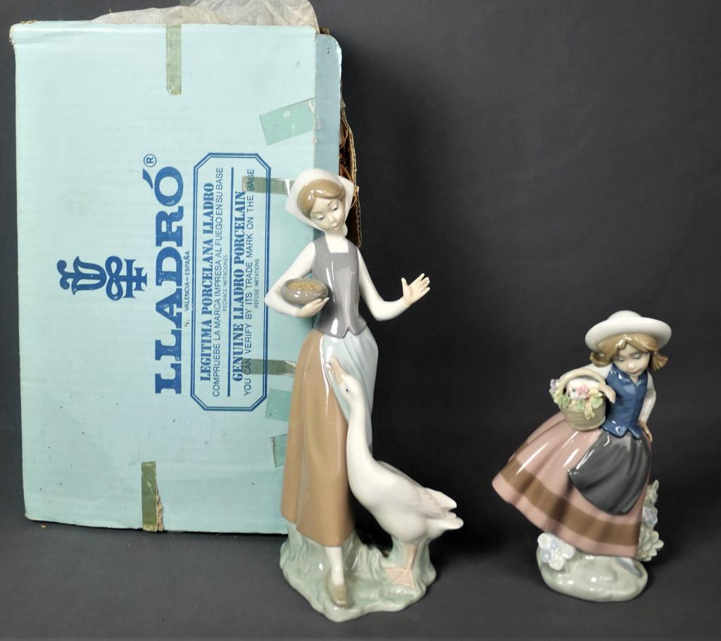 Two Lladro Porcelain Figurines- Girl with Duck & F (1 of 11)