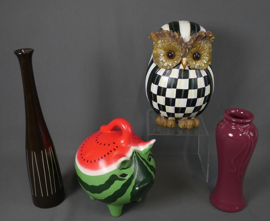 MacKenzie-Childs Courtly Check Owl, Haeger Vases (1 of 9)