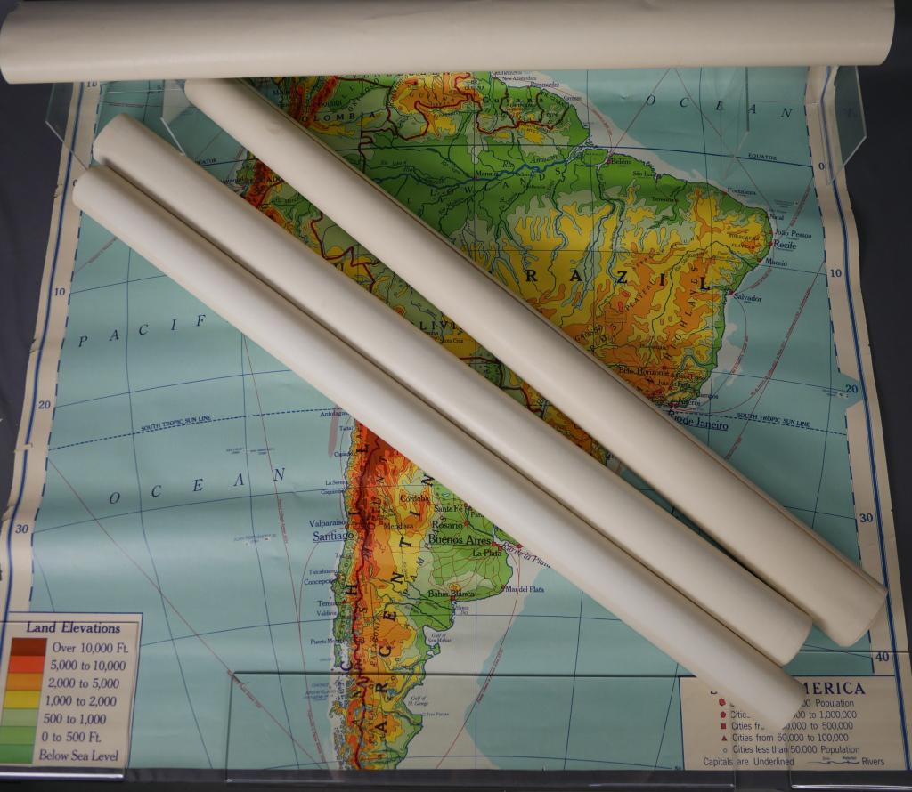 Vintage AJ Nystrom & Co Pull Down Schoolroom Maps (1 of 9)