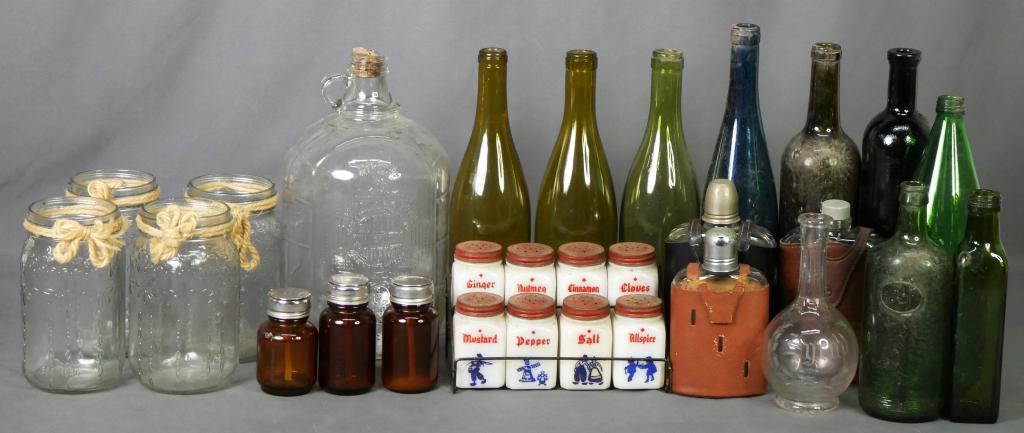 Vintage Bottles, Flasks, Jars, Milk Glass Spice Se (1 of 15)