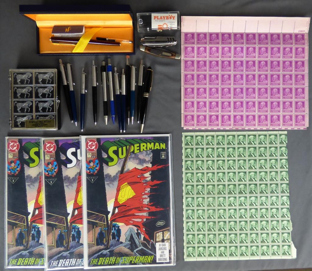 Vintage Pens, Knives, Stamps & Superman Comics (1 of 6)