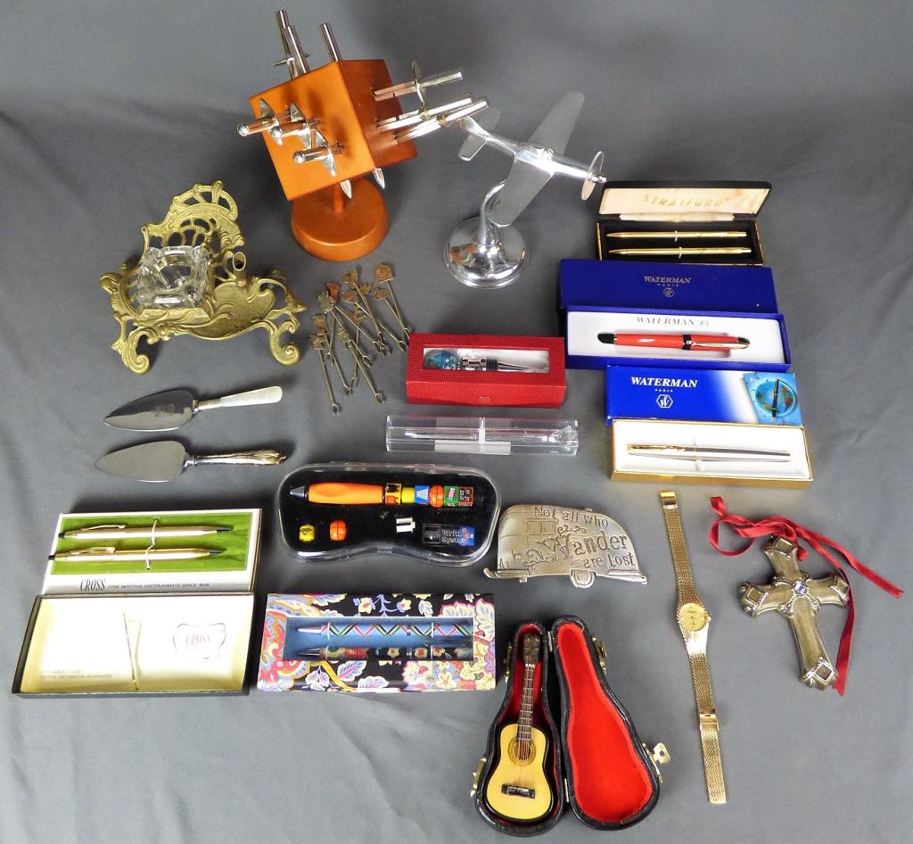 Waterman & Cross Pens, Sterling Pins, Plane Model, (1 of 9)