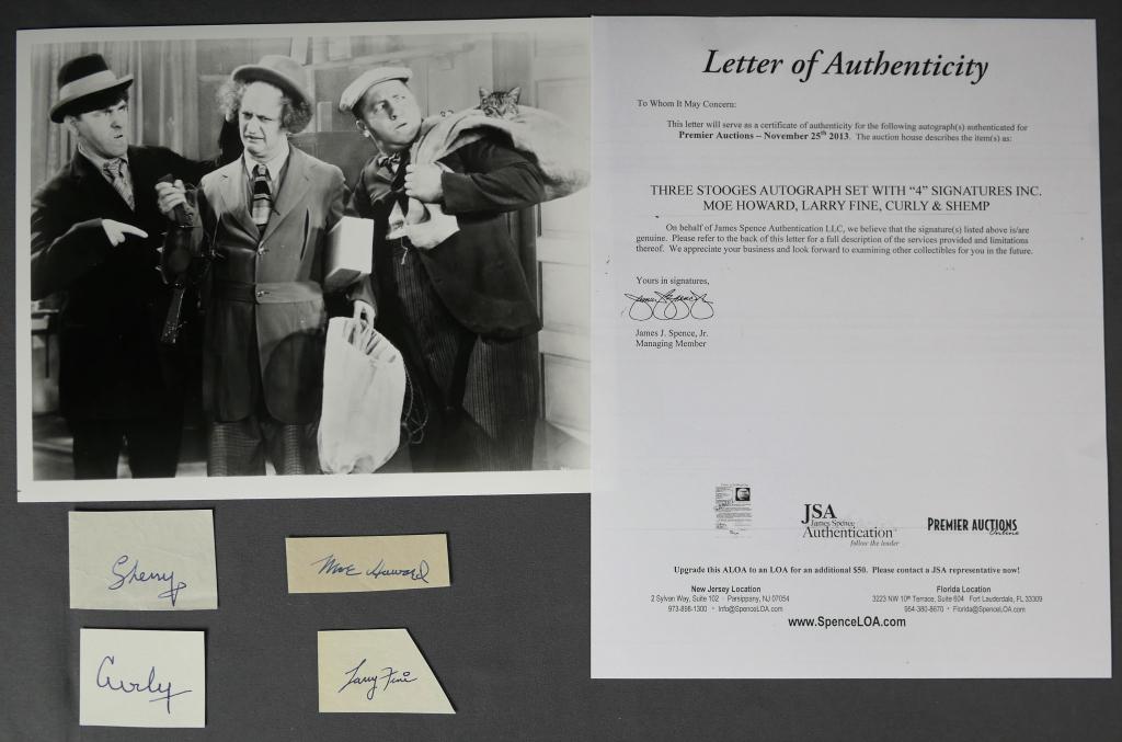 Three Stooges- Set of 4 Autographs/ Signatures (1 of 6)